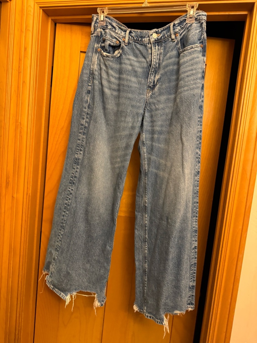 American Eagle super high rise baggy wide leg jean size 14